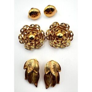Vintage Napier Earring Lot Park Lane One Pair Gold Filled Flower Leaf